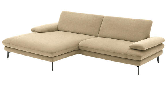 ECKSOFA in Velours Cappuccino 184/284 cm - Schwarz/Cappuccino, Design, Textil/Metall (184/284cm) - Dieter Knoll