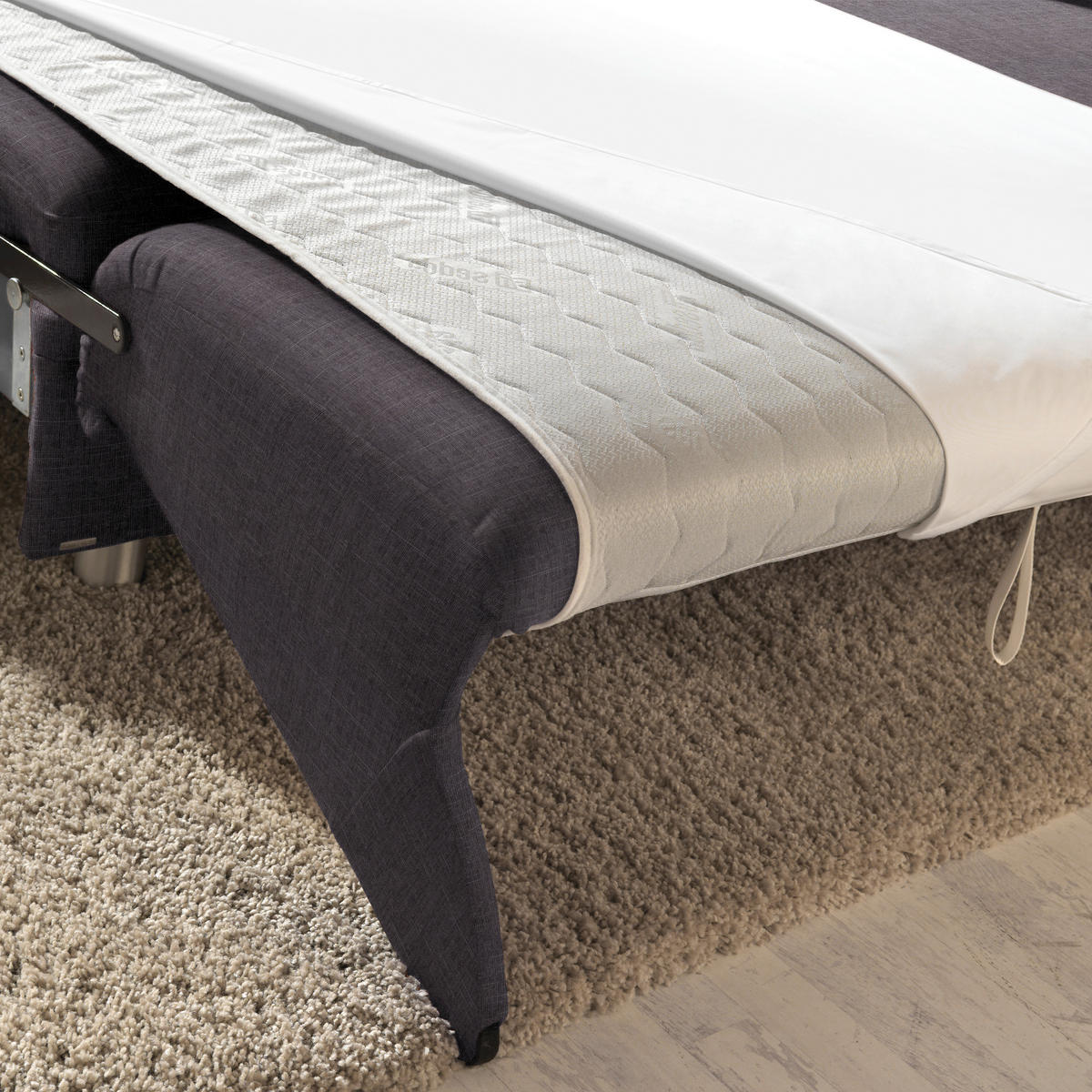 ECKSOFA in Chenille Schieferfarben, Dunkelgrau  227/208 cm  - Schieferfarben/Dunkelgrau, KONVENTIONELL, Textil/Metall (227/208cm) - Sedda