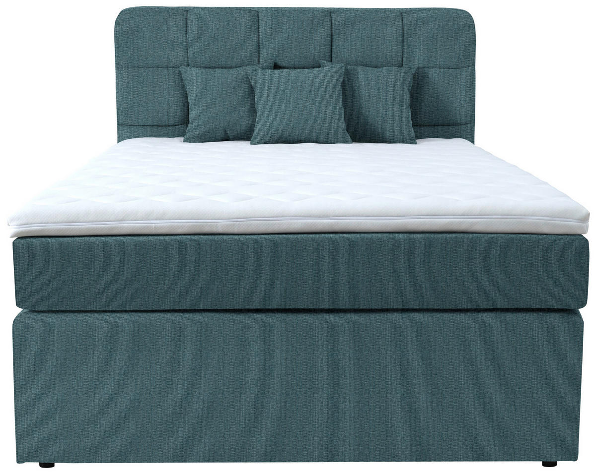 BOXSPRINGBETT 140/200 cm  in Petrol  - Petrol/Schwarz, Konventionell, Kunststoff/Textil (140/200cm) - Moderano