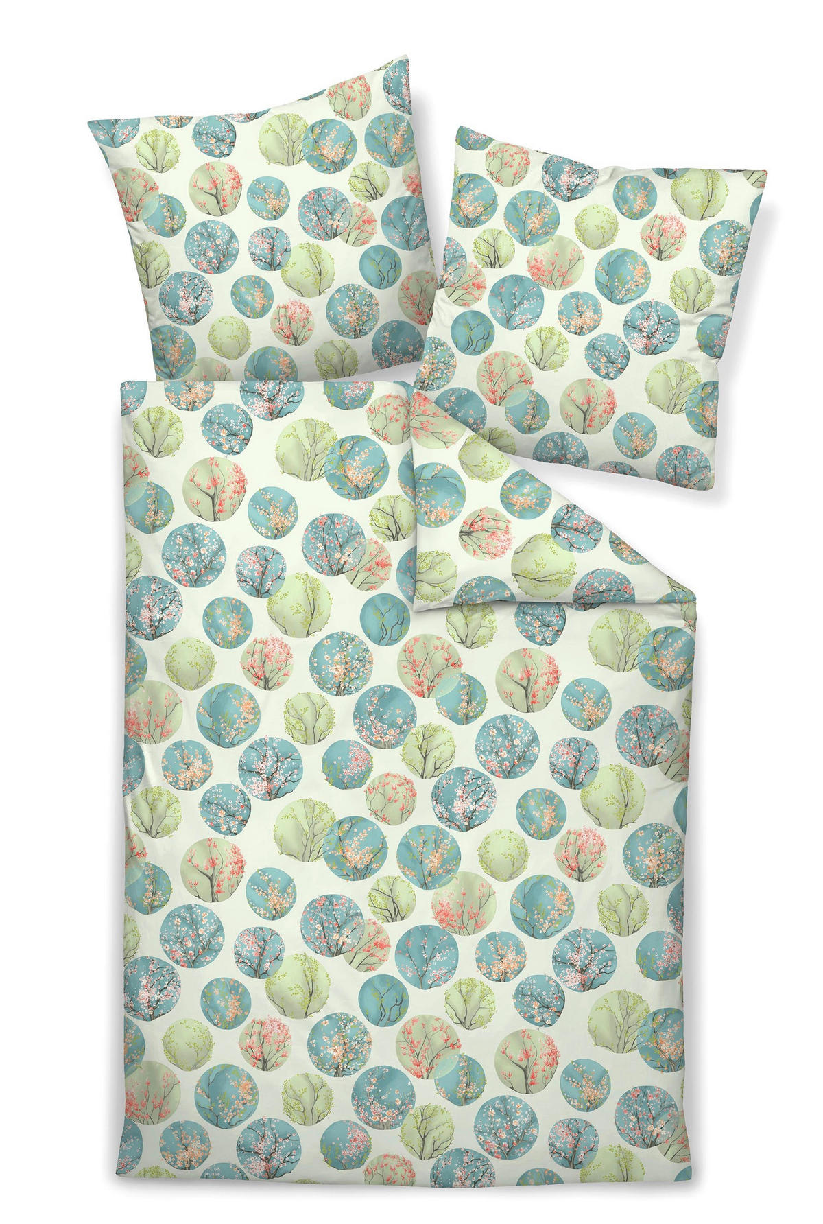 BETTWÄSCHE Makosatin 155/220 cm  - Türkis/Grün, Basics, Textil (155/220cm) - Janine