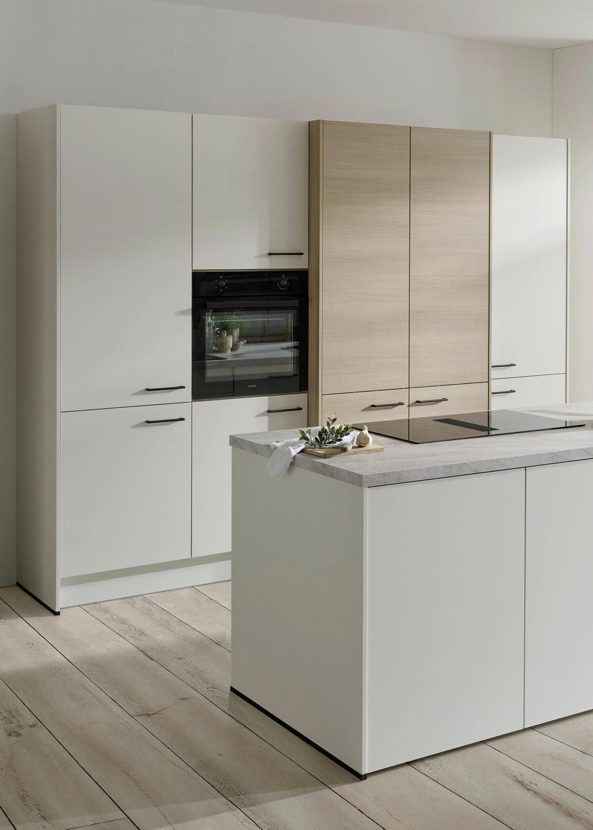 KÜCHENBLOCK VE120 286,4 cm  in Weiß, Eichefarben  - Eichefarben/Beige, Basics, Holzwerkstoff/Metall (286,4cm) - Venda