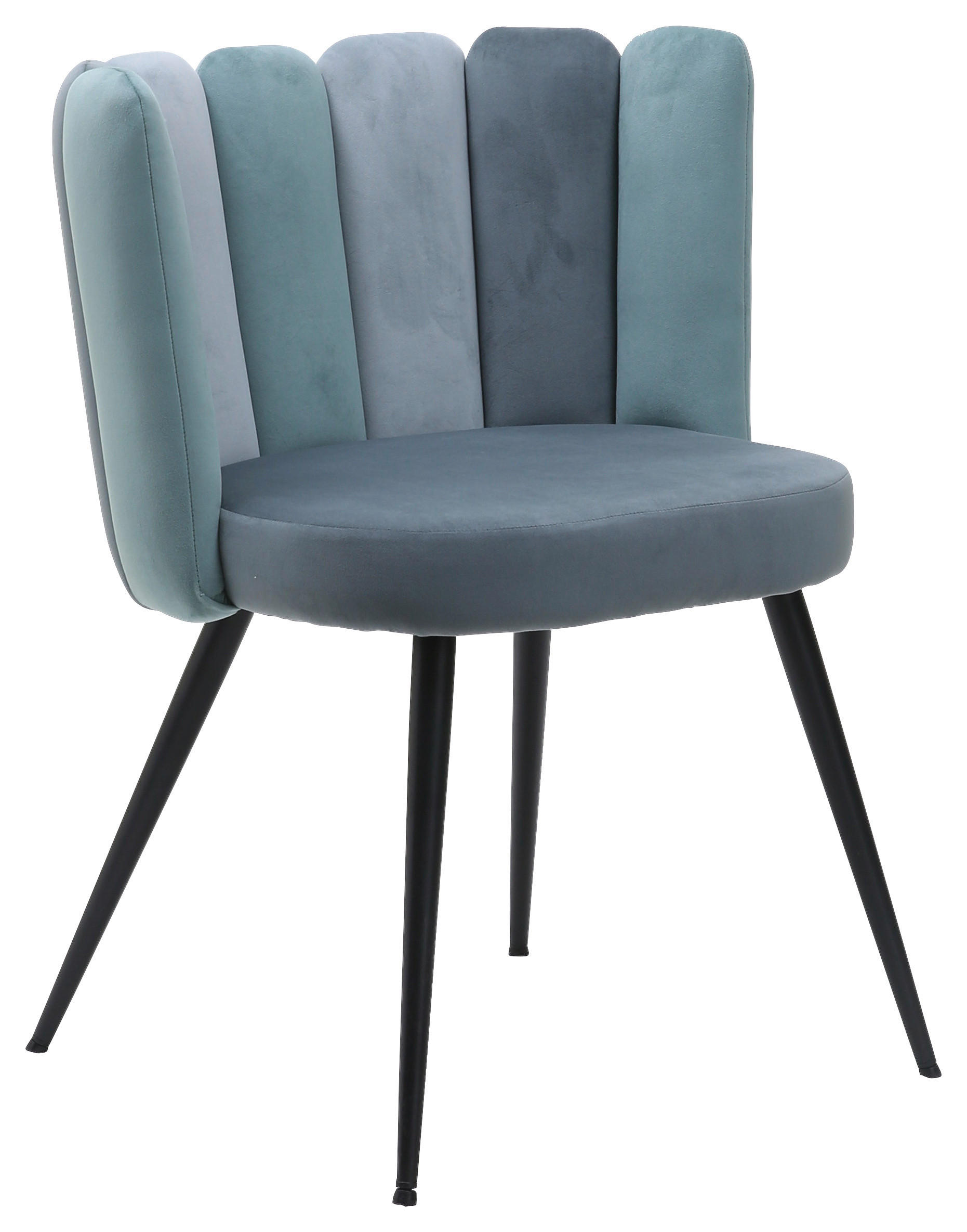 STUHL Samt Blau, Türkis  - Türkis/Blau, Design, Textil/Metall (58,5/79/55,5cm) - home24