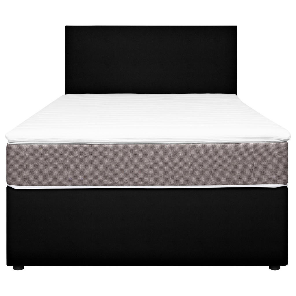 Thumbnail - Mid.you Boxbett, Schwarz, Hellbraun, Holz, Holzwerkstoff, H2, Höhe ca. 19 cm, 120x200 cm, gepolstertes Kopfteil, Topper ...