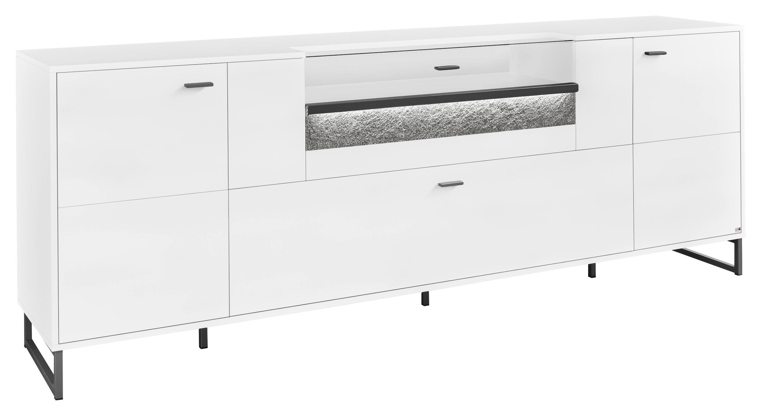 SIDEBOARD  in 228,6/82,9/43,8 cm  - Dunkelgrau/Weiß, Design, Glas/Holzwerkstoff (228,6/82,9/43,8cm) - SetOne by Musterring