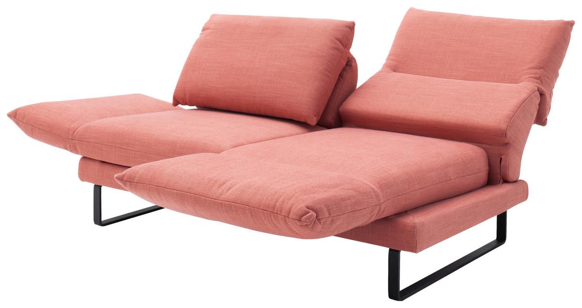 2-SITZER-SOFA Flachgewebe Koralle  - Koralle/Schwarz, Design, Textil/Metall (176/85/95cm) - Schöner Wohnen