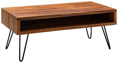 COUCHTISCH Sheesham massiv 100/50/40 cm rechteckig Sheeshamfarben  - Sheeshamfarben/Schwarz, MODERN, Holz/Metall (100/50/40cm) - MID.YOU