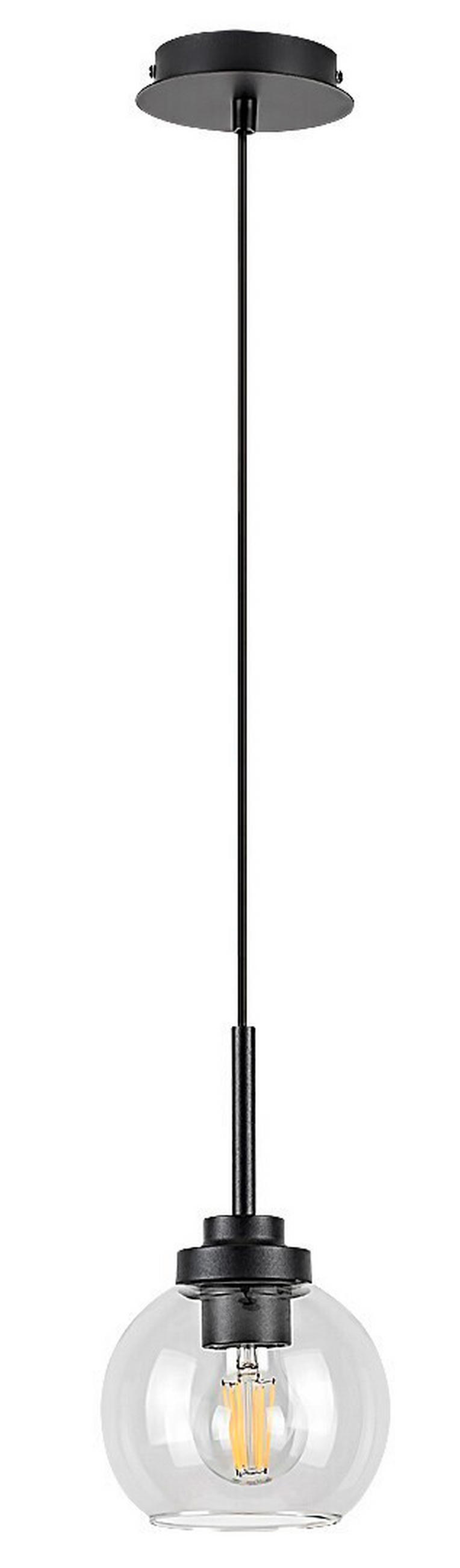 VISEČA SVETILKA  Tirina      15/120 cm      E27 - črna/prozorno, Trend, kovina/steklo (15/120cm)