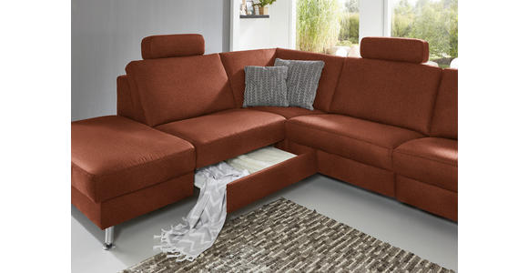 ECKSOFA in Mikrofaser Rotbraun 242/275 cm - Rotbraun/Alufarben, Design, Textil/Metall (242/275cm) - Dieter Knoll