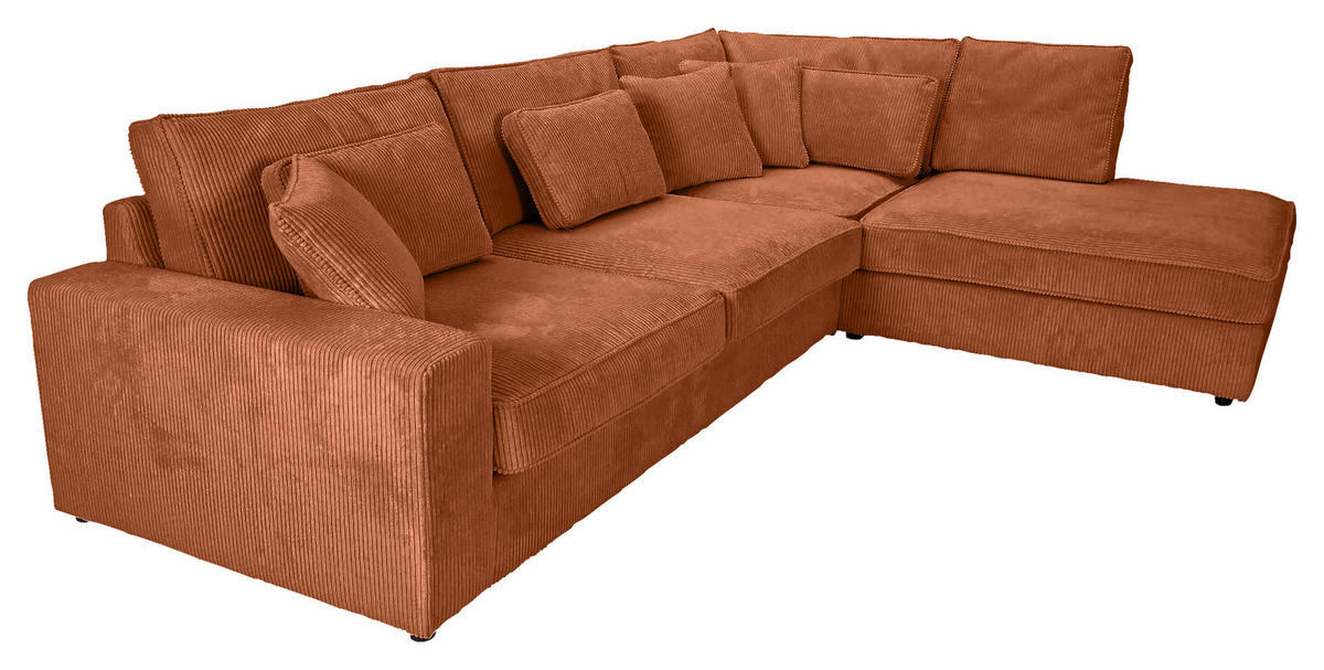 ECKSOFA Rostfarben Cord Zierkissen, Rückenkissen, Rücken echt  - Rostfarben/Schwarz, MODERN, Kunststoff/Textil (307/228cm) - Carryhome