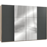 SCHWEBETÜRENSCHRANK in Graphitfarben, Eichefarben  - Chromfarben/Eichefarben, Modern, Holzwerkstoff (300/216/65cm) - MID.YOU