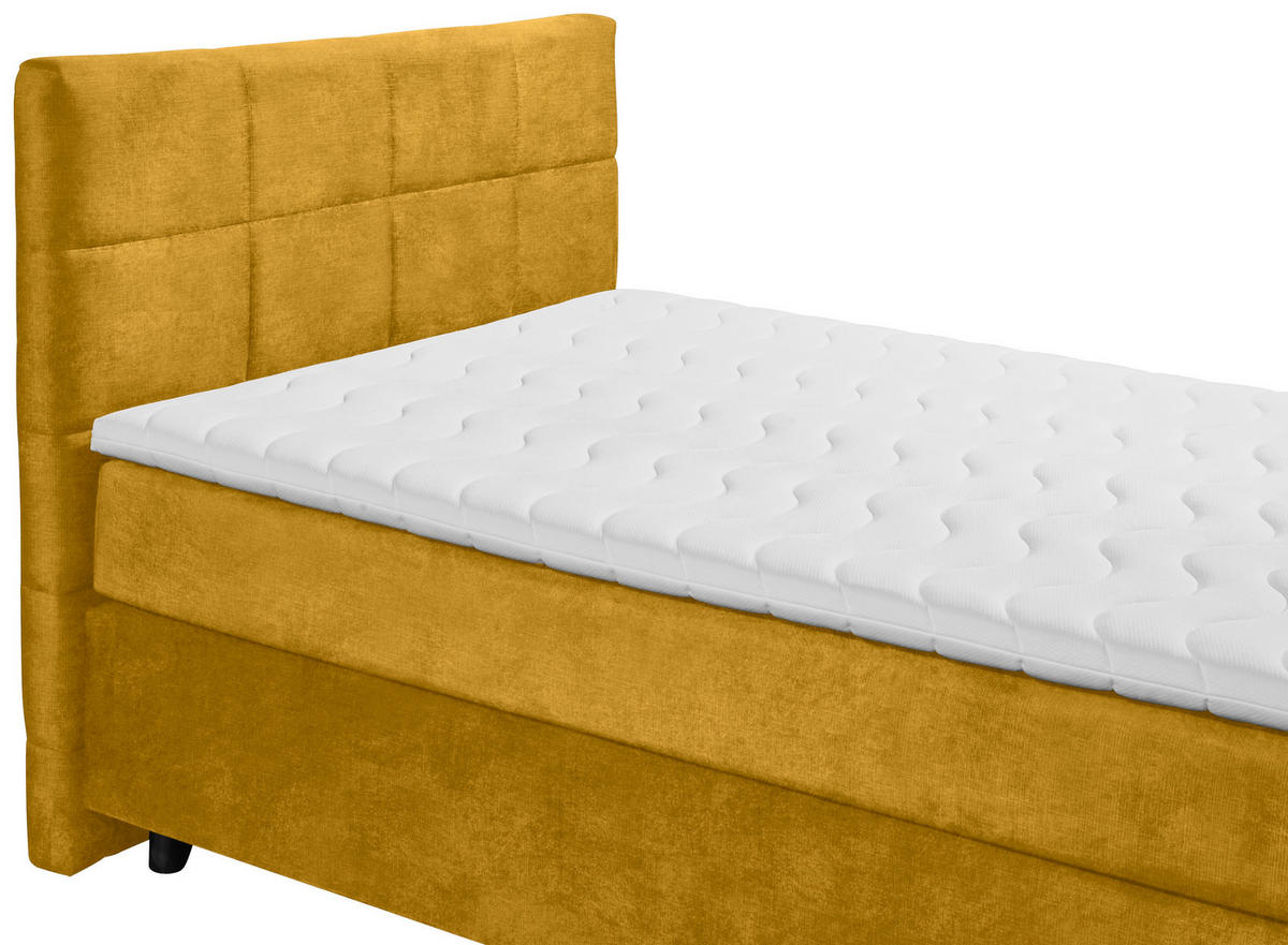 BOXSPRINGBETT 140/200 cm  in Currygelb  - Currygelb/Schwarz, Design, Holzwerkstoff/Kunststoff (140/200cm) - Xora