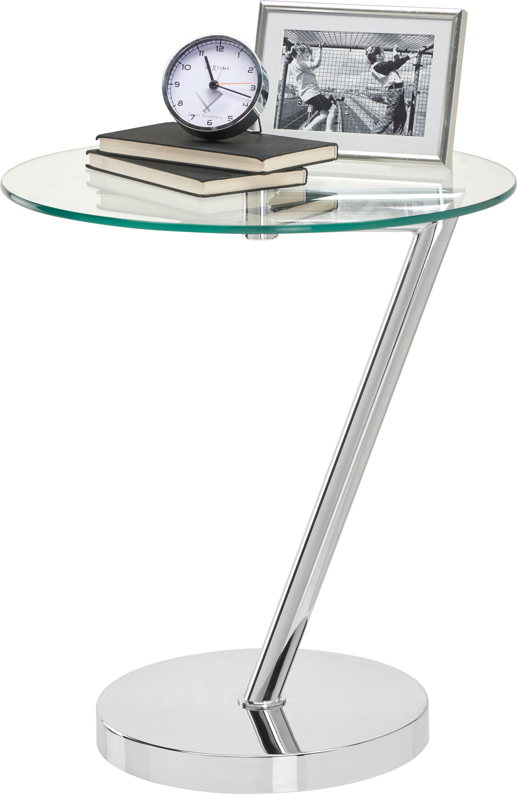 Beistelltisch in Metall, Glas 45/45/52 cm