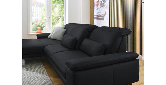 ECKSOFA in Echtleder Anthrazit  - Anthrazit/Schwarz, Design, Leder/Metall (193/332cm) - Dieter Knoll