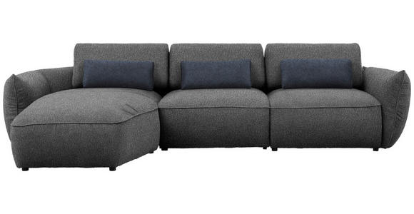 ECKSOFA  in Chenille Schlammfarben  190/340 cm  - Schlammfarben/Schwarz, Design, Kunststoff/Textil (190/340cm) - Belluti