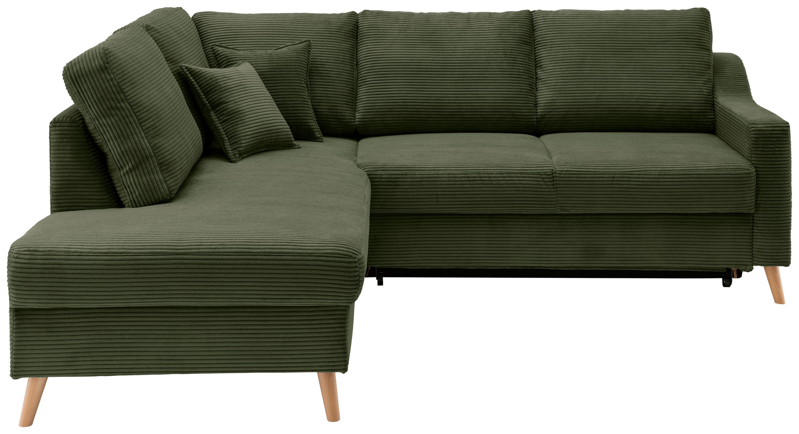 ECKSOFA Valentina Dunkelgrün Cord  - Dunkelgrün/Naturfarben, MODERN, Holz/Textil (200/230cm) - Livetastic