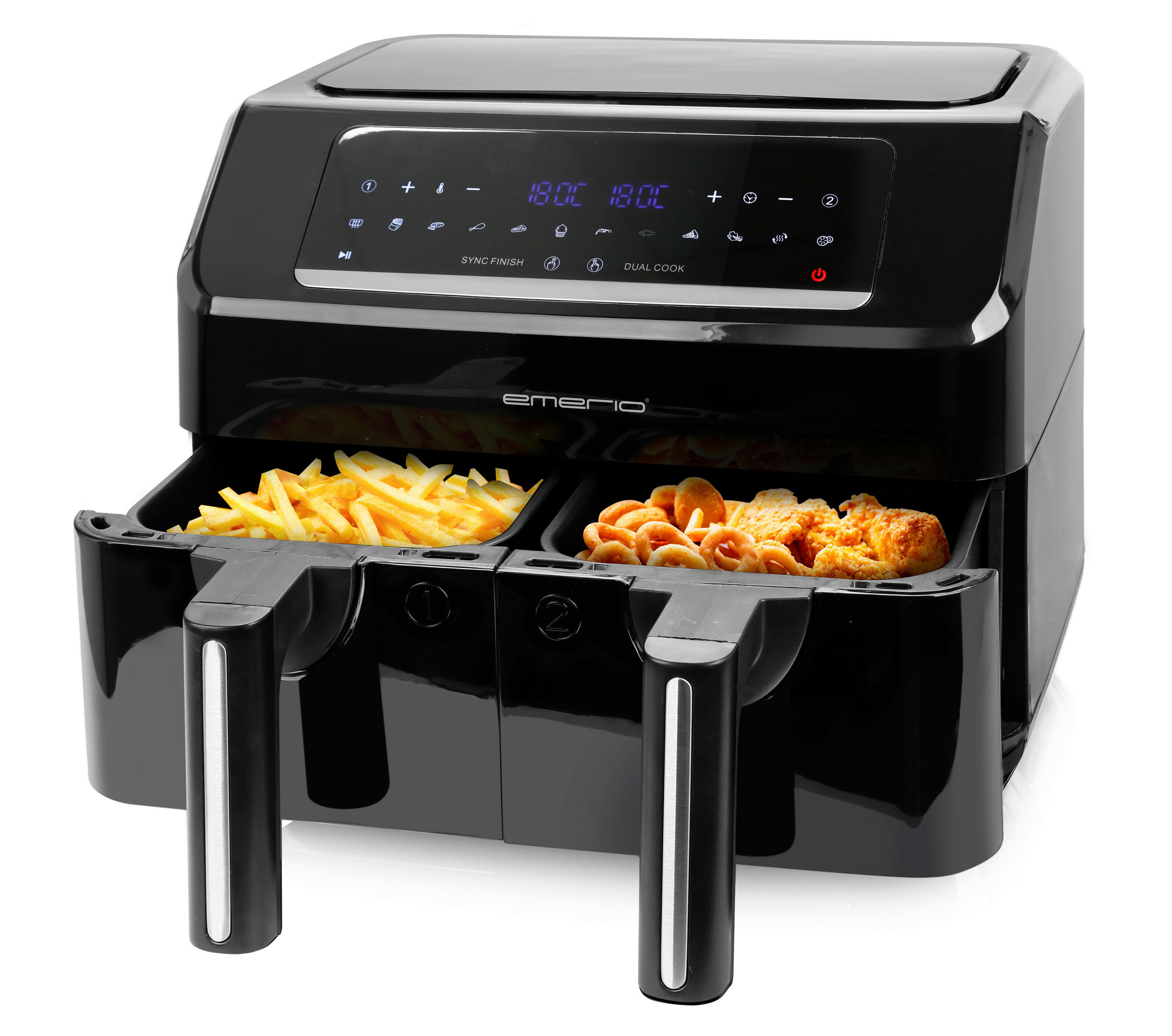 HEIßLUFTFRITTEUSE 3.6+3.6 L  - Schwarz, Basics, Kunststoff/Metall (38/34,6/29,5cm) - EMERIO