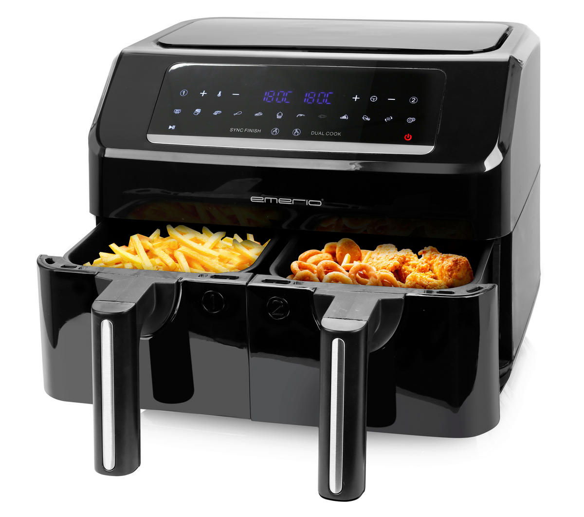 HEIßLUFTFRITTEUSE 3.6+3.6 l  - Schwarz, Basics, Kunststoff/Metall (38/34,6/29,5cm) - EMERIO