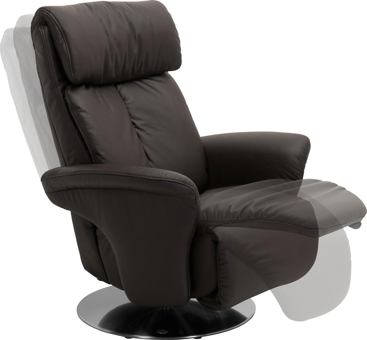 RELAXSESSEL in Leder Braun  - Edelstahlfarben/Braun, Design, Leder (82/107/88cm) - Himolla