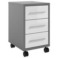 ROLLCONTAINER Weiß, Dunkelgrau  - Dunkelgrau/Alufarben, MODERN, Glas/Holzwerkstoff (41,6/68,6/50,2cm)