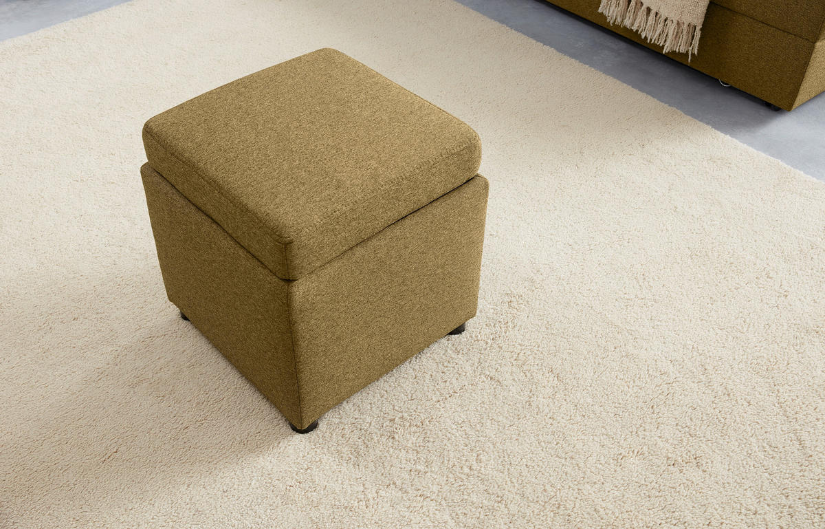 HOCKER Webstoff Messingfarben  - Messingfarben/Schwarz, Design, Kunststoff/Textil (45/47/45cm) - LOOKS by W.Joop