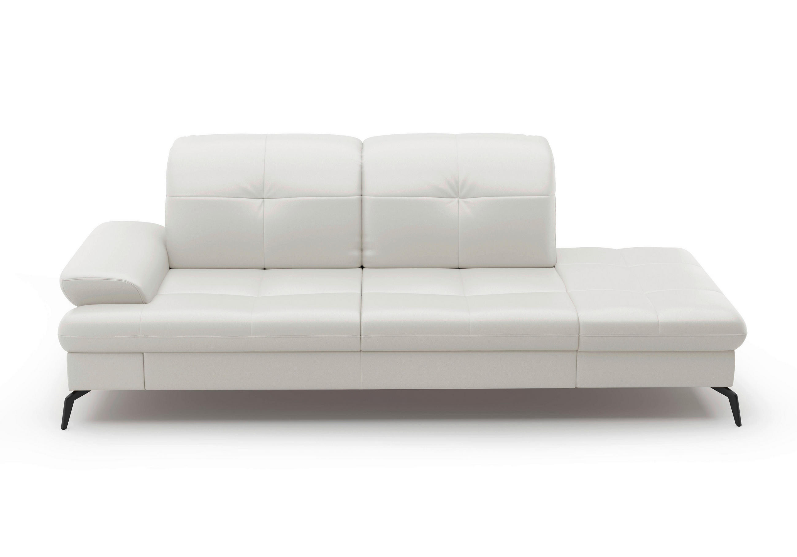 RÉCAMIERE in Echtleder Weiss - Weiss/Schwarz, Konventionell, Leder/Metall (231/90/122cm) - Sit & More