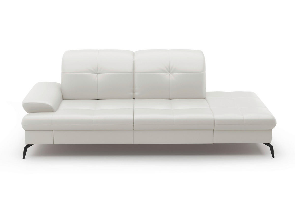 RÉCAMIERE in Echtleder Weiss  - Weiss/Schwarz, Konventionell, Leder/Metall (231/90/122cm) - Sit & More