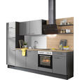 KÜCHENBLOCK 290 cm   in Graphitfarben, Grau, Eichefarben  - Edelstahlfarben/Eichefarben, Design, Holzwerkstoff/Metall (290cm) - Xora