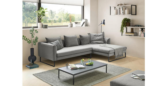 ECKSOFA  in Cord Dunkelgrau  284/178 cm  - Dunkelgrau/Schwarz, KONVENTIONELL, Textil/Metall (284/178cm) - Hom`in