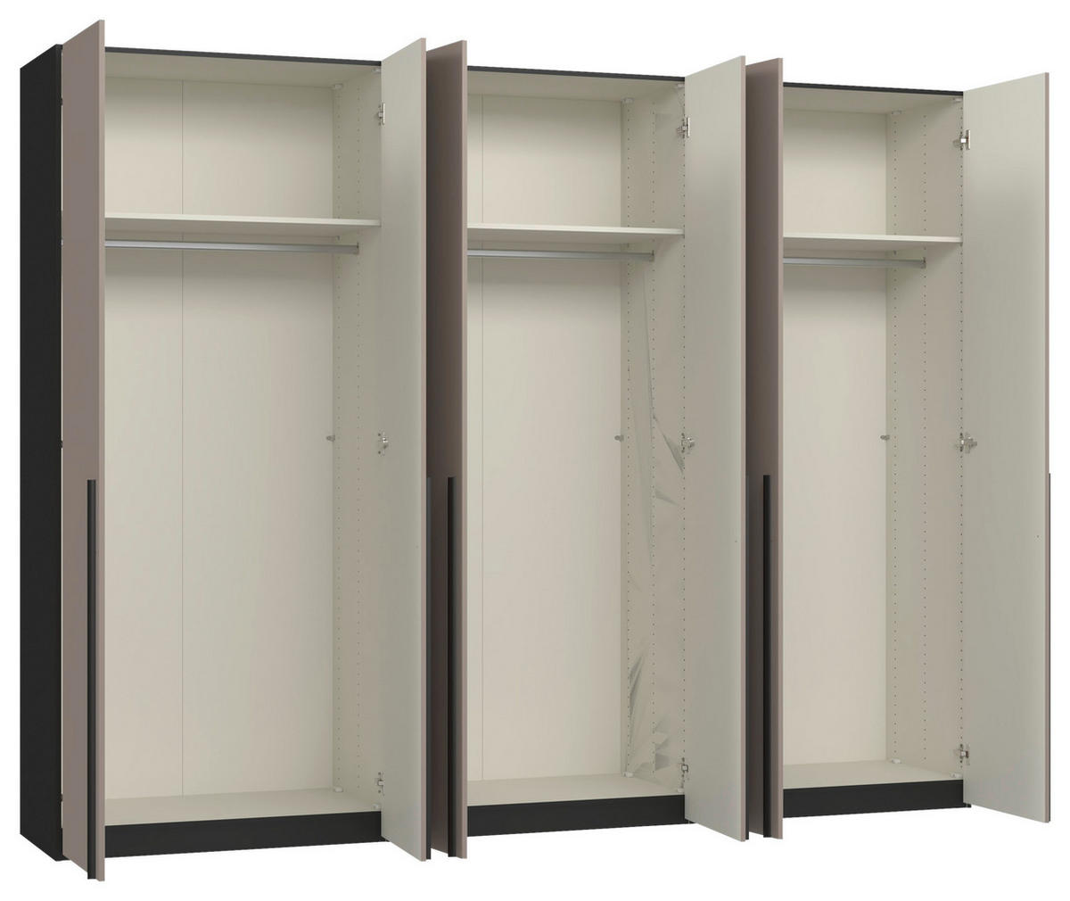 DREHTÜRENSCHRANK 303/236/59 cm,  in Schwarz, Hellbraun, 6-türig  - Hellbraun/Schwarz, Design, Holzwerkstoff/Metall (303/236/59cm) - Jutzler
