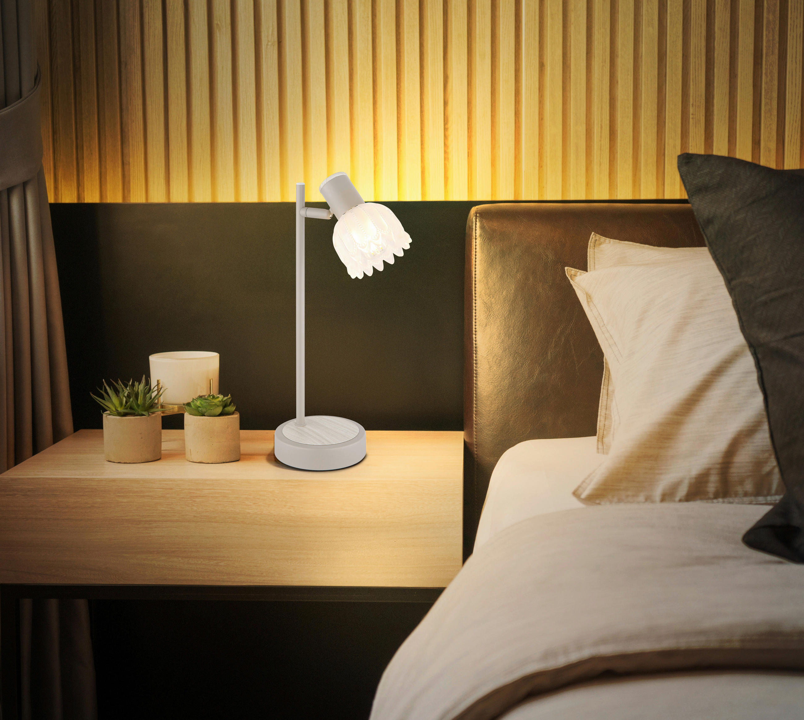 TISCHLEUCHTE 17/12/35 cm   - Sandfarben/Schwarz, KONVENTIONELL, Glas/Kunststoff (17/12/35cm) - Globo