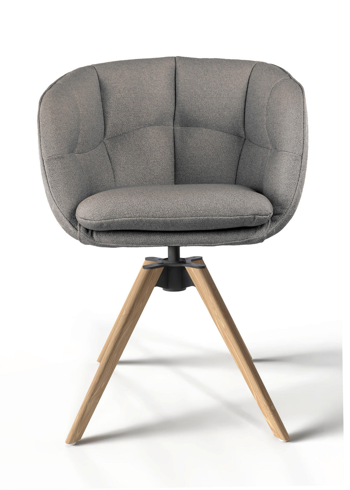 ARMLEHNSTUHL  Sitzfläche 360° drehbar, Gestellauswahl, ergonomische Rückenlehne, Stoff-/Lederauswahl Jacquard  Graubraun  - Eichefarben/Graubraun, Design, Holz/Textil (56/85/64cm) - Dieter Knoll