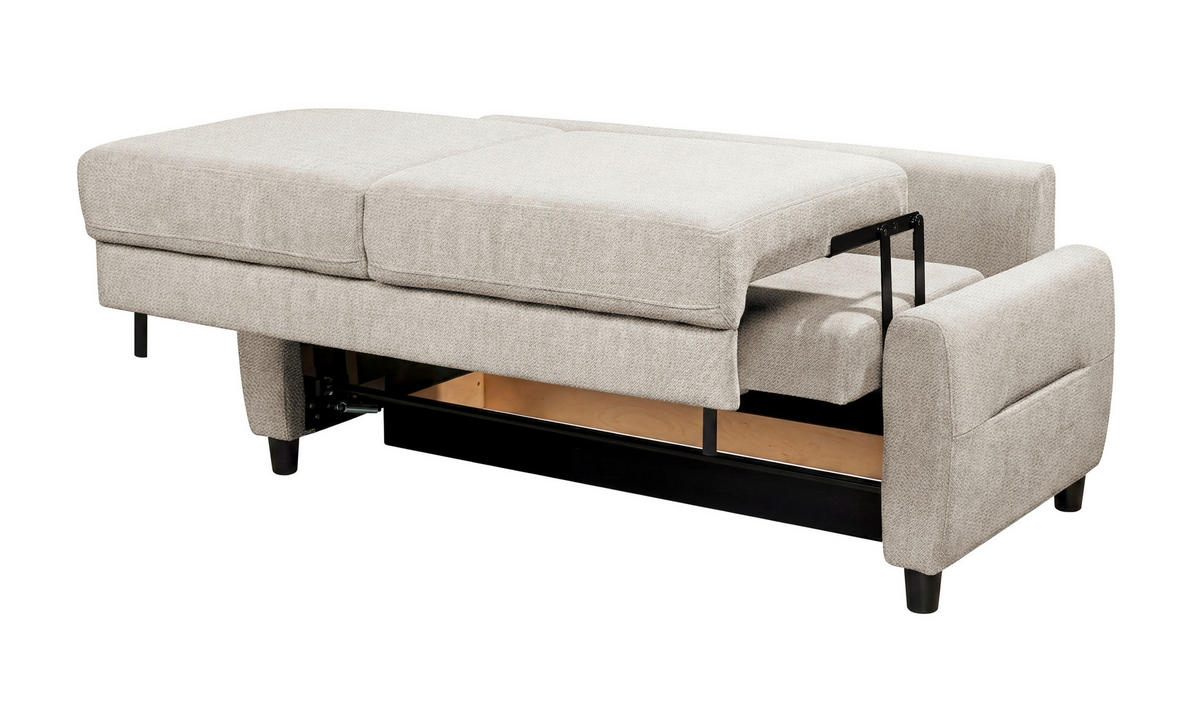 SCHLAFSOFA Chenille Weiss  - Weiss/Schwarz, Modern, Holz/Textil (192/83/99cm) - MID.YOU