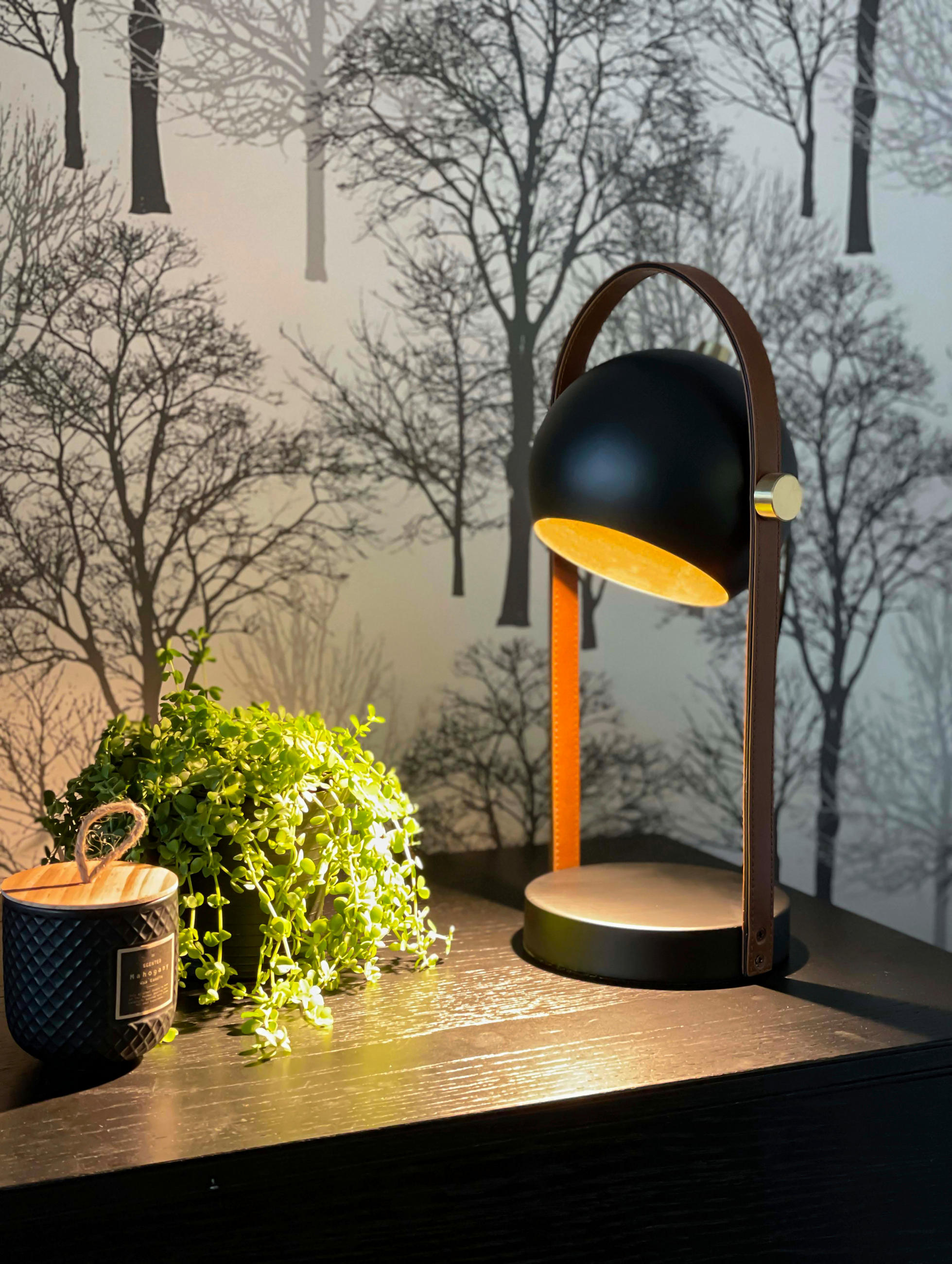 BORDSLAMPA 19/38/15 cm - brun/mässingsfärgad, Design, metall/textil (19/38/15cm)