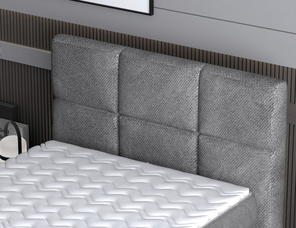 BOXSPRINGBETT 120/200 cm,  in Anthrazit, Matratze, Topper, motorische Verstellbarkeit, Fernbedienung, H2 = mittel  - Anthrazit/Schwarz, KONVENTIONELL, Holz/Kunststoff (120/200cm) - Chameo