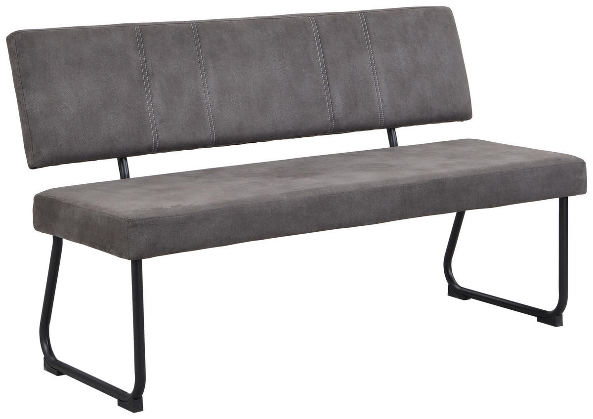 SITZBANK 140/85/59 cm Webstoff Anthrazit  - Anthrazit/Beige, Design, Textil/Metall (140/85/59cm) - Boxxx