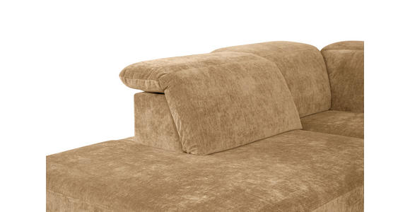ECKSOFA Hellbraun Chenille Kopfteilverstellung, Sitztiefenverstellung  - Hellbraun/Schwarz, Design, Textil/Metall (243/307cm) - Xora