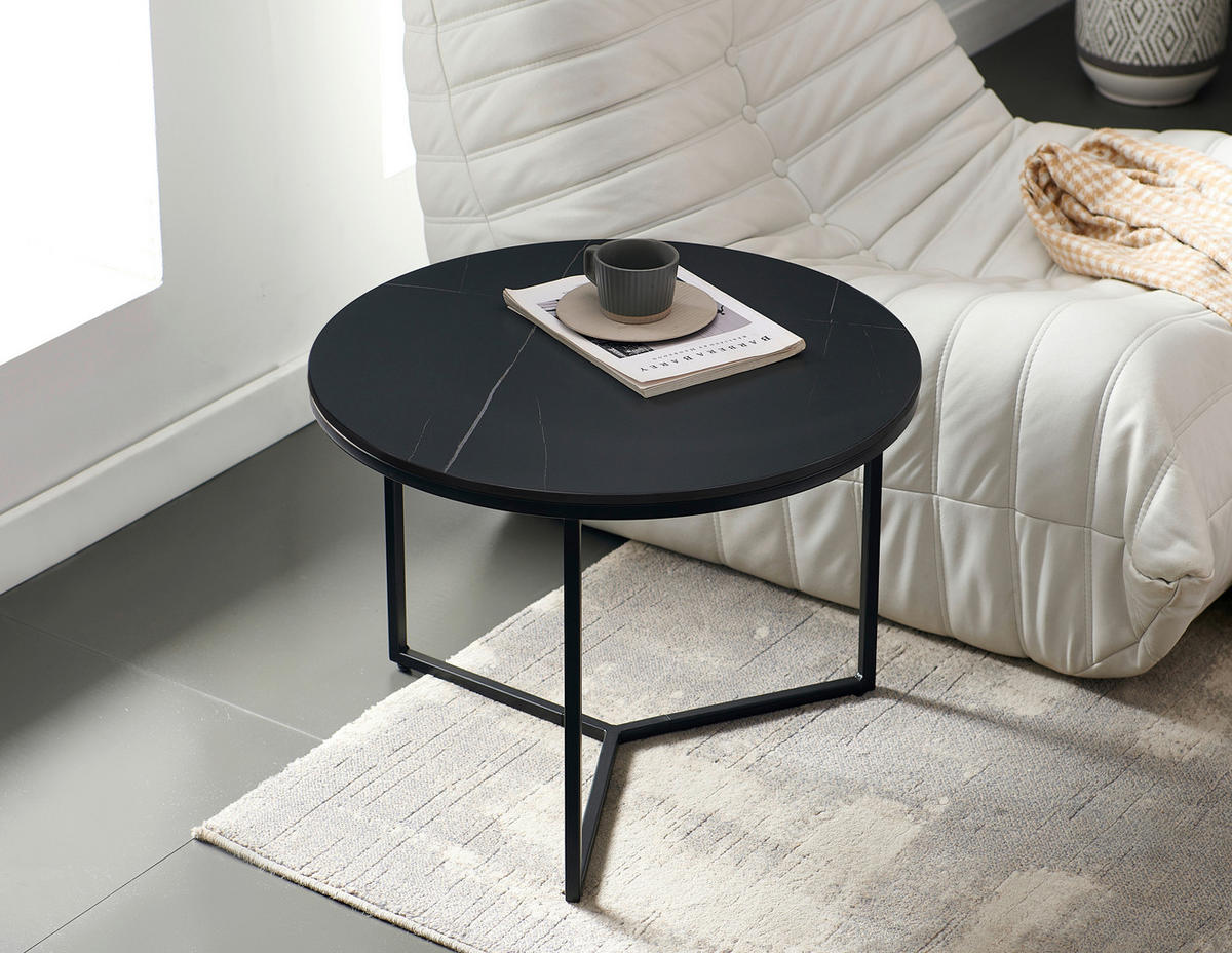 BEISTELLTISCH in Metall, Keramik 60/60/45 cm  - Schwarz, Design, Keramik/Metall (60/60/45cm) - Livetastic