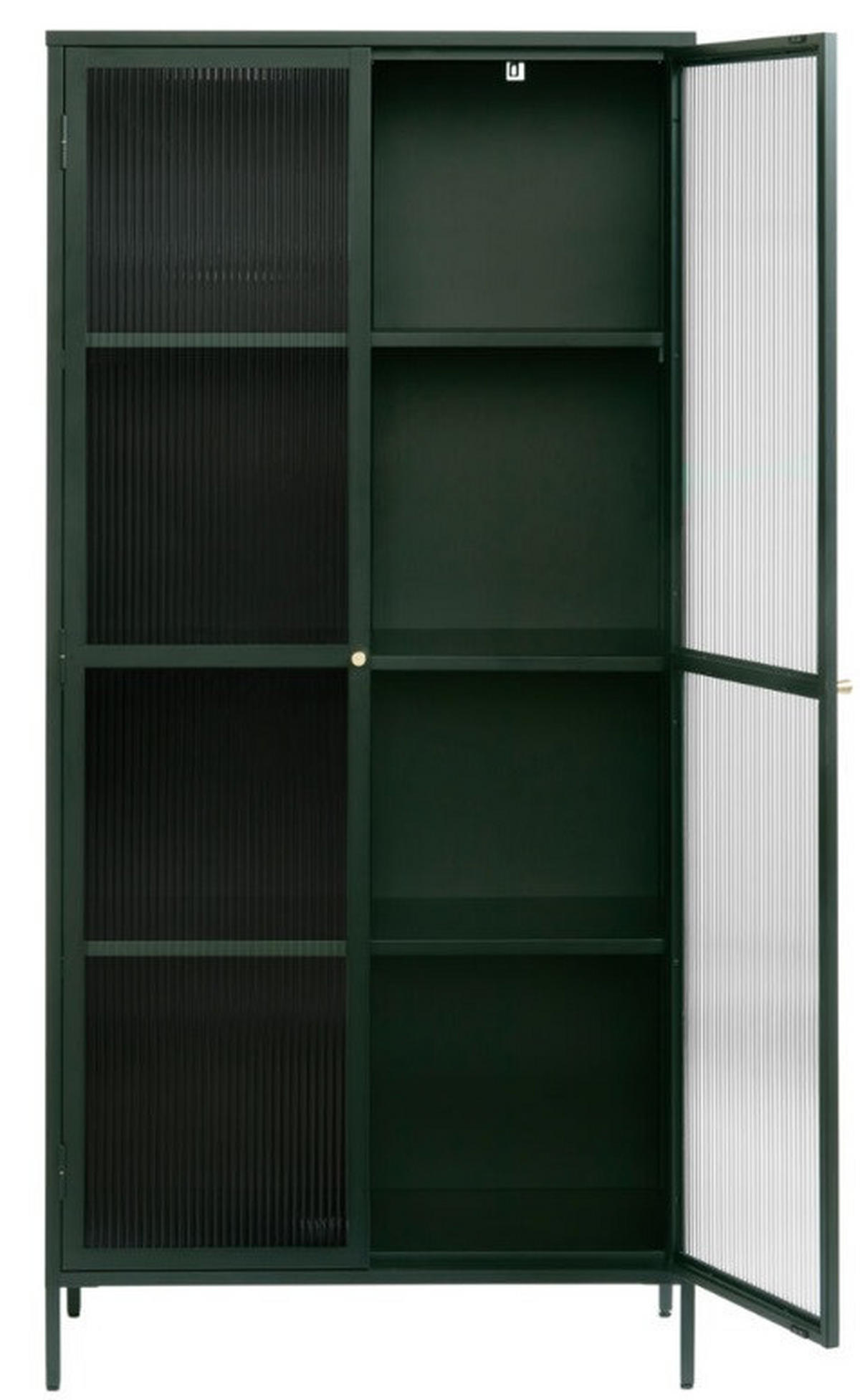 VITRINSKÅP  i grön, guldfärgad  - grön/guldfärgad, Design, metall/glas (90/190/40cm) - Lomoco