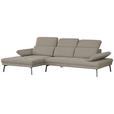 ECKSOFA Ottomane links, Eckteil  More_LZ Grau Webstoff  - Schwarz/Grau, Design, Textil/Metall (188/296cm) - Xora