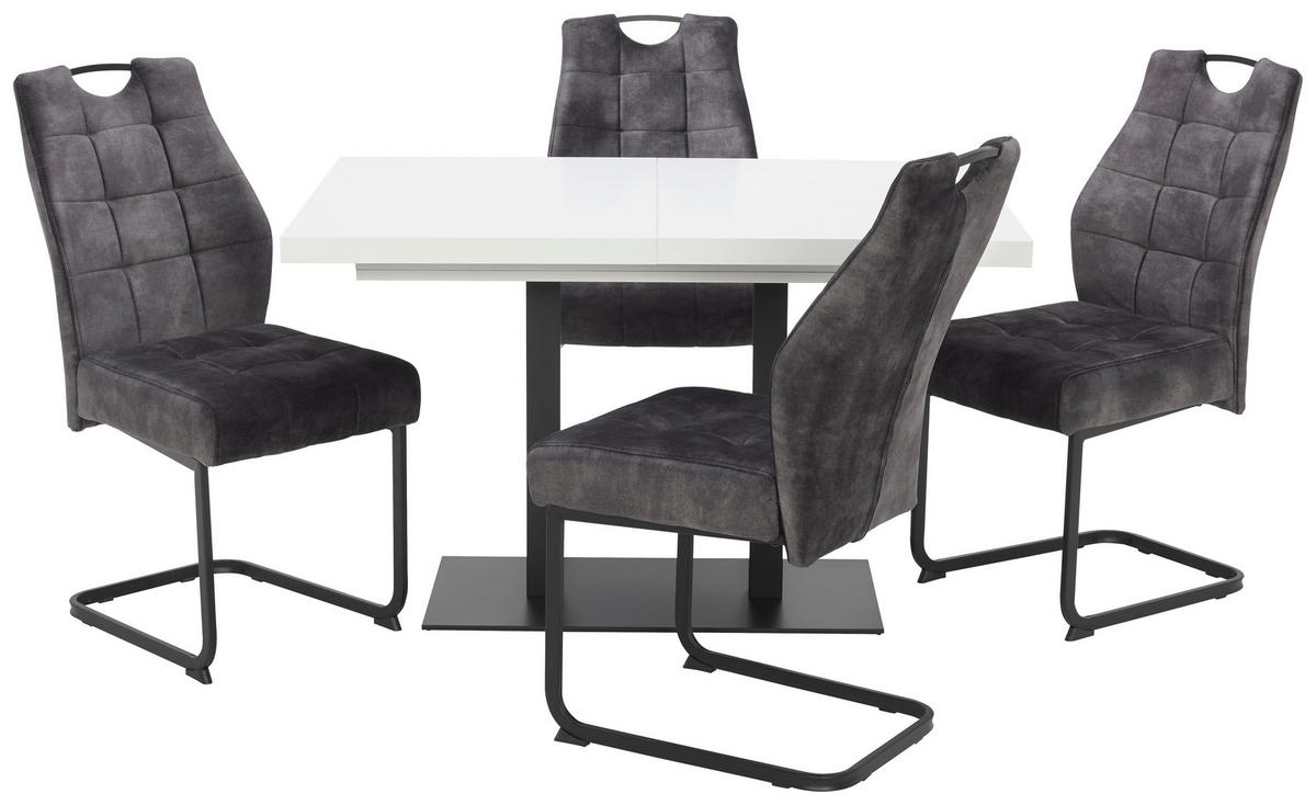 JEDILNA MIZA, črna, bela  - črna/bela, Moderno, kovina/leseni material (120/80/75cm) - MID.YOU