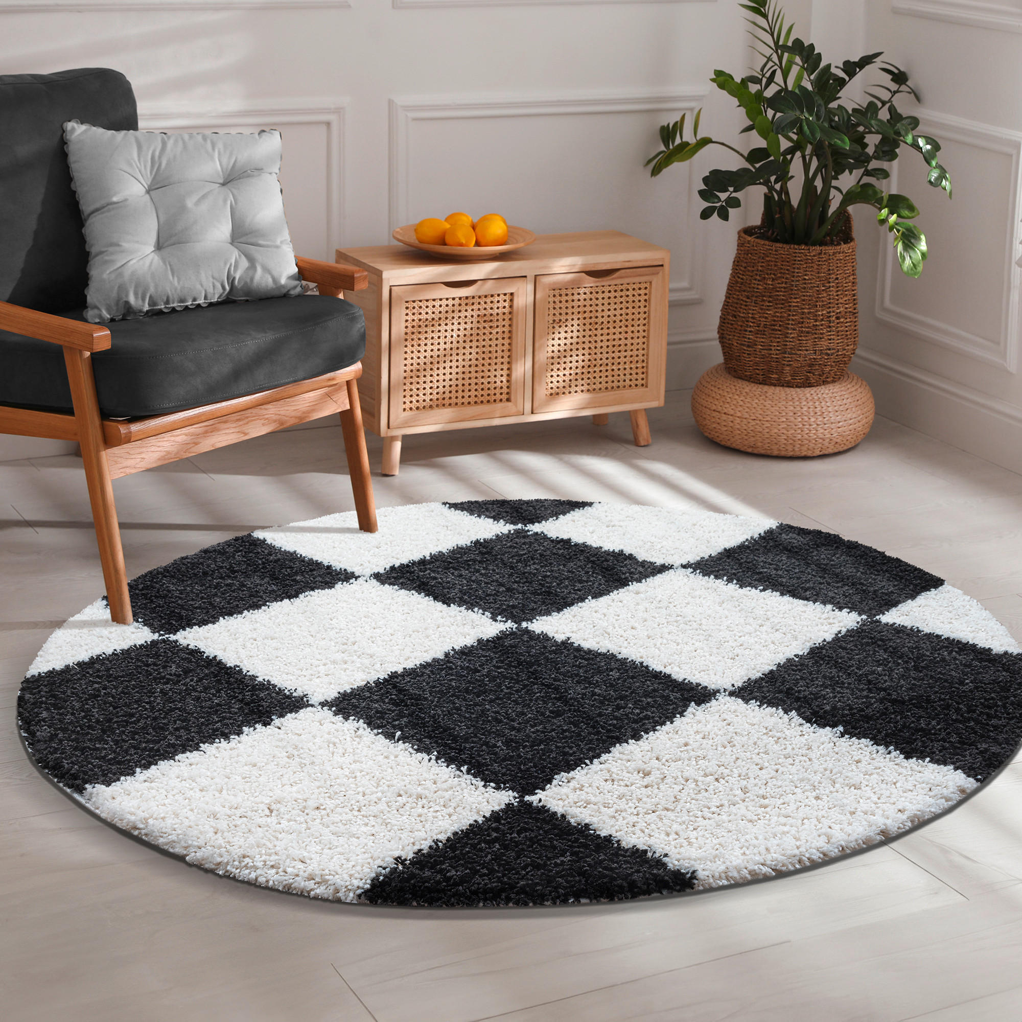 HOCHFLORTEPPICH 200 cm Milano Schwarz, Weiß  - Schwarz/Weiß, Basics, Kunststoff/Textil (200cm) - Novel