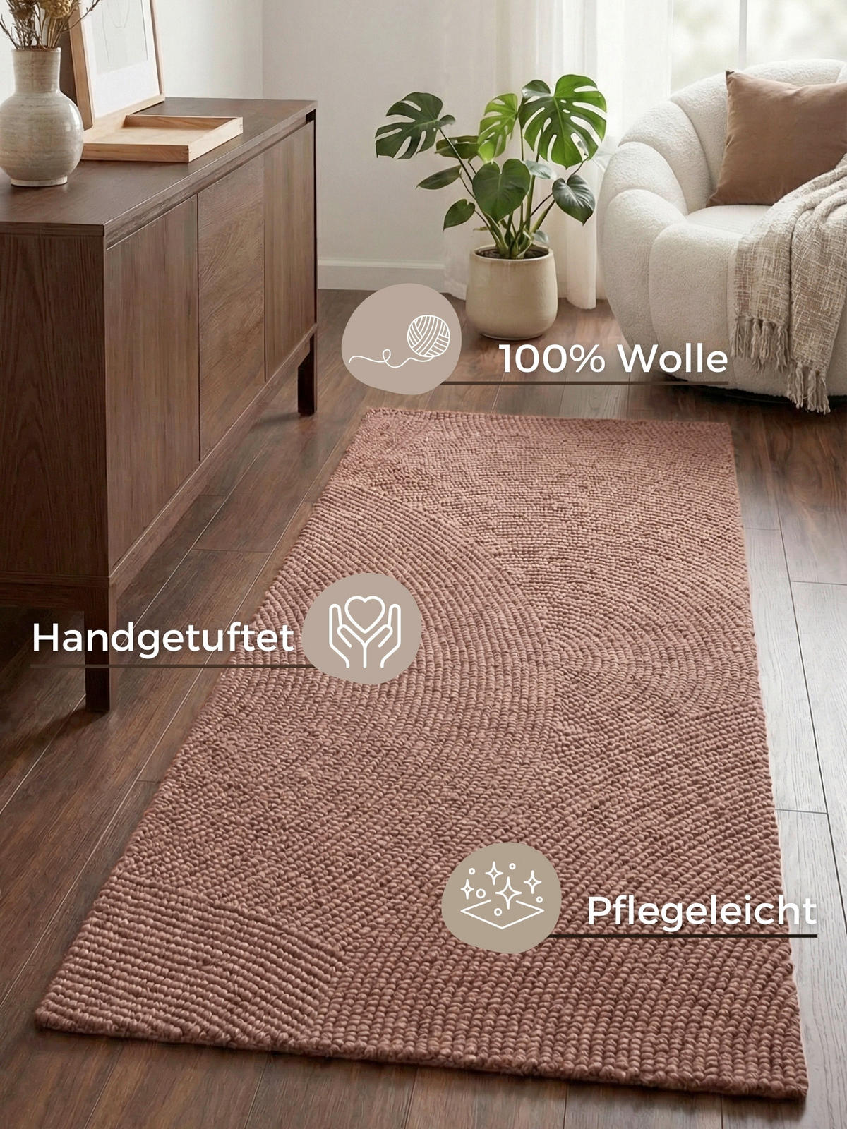 LÄUFER 80/300 cm Calmio  - Altrosa, Basics, Textil (80/300cm) - Hanse Home