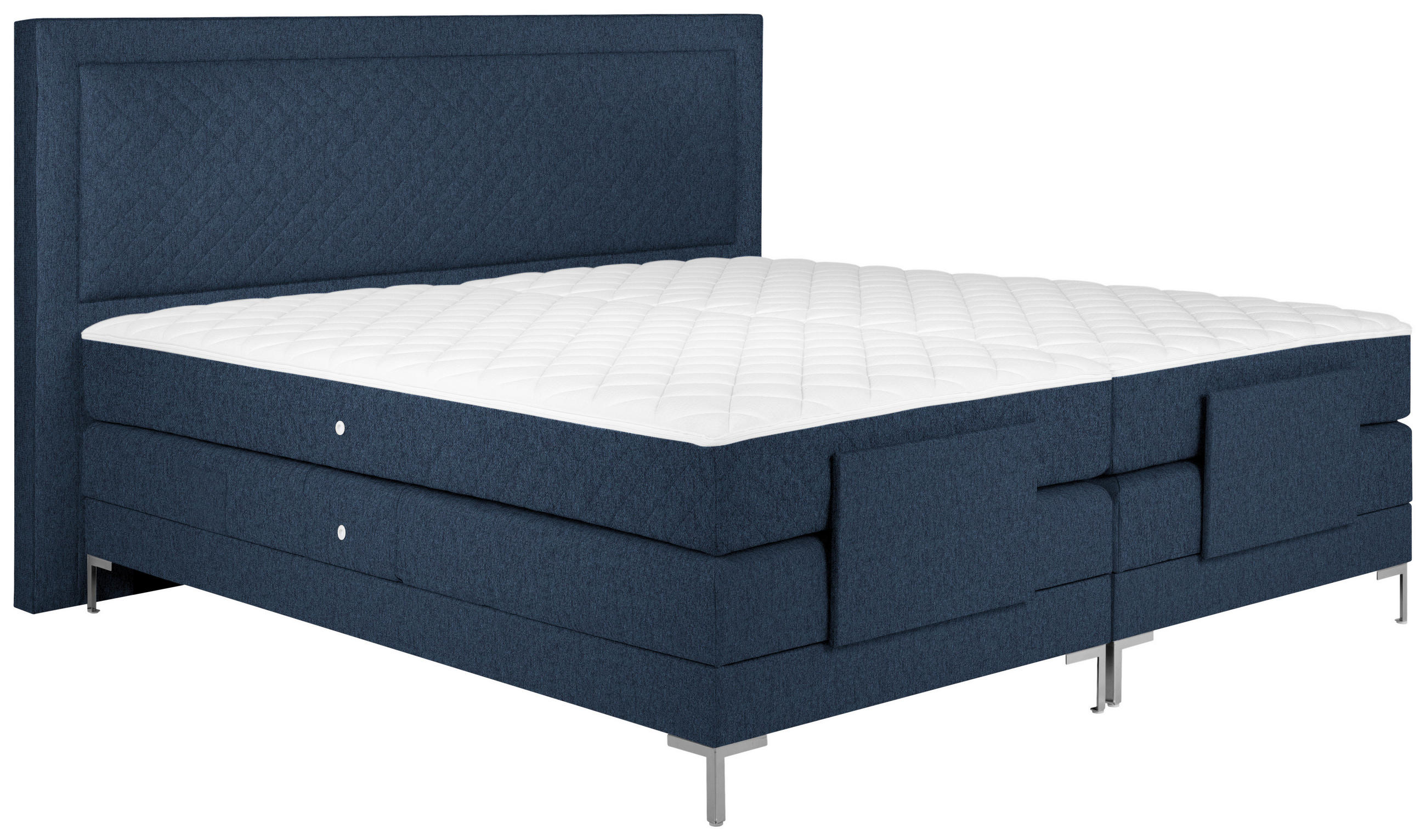 BOXSPRINGBETT 160/200 cm  in Blau  - Blau/Alufarben, Design, Textil/Metall (160/200cm) - Welnova