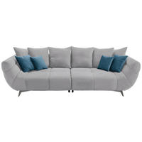 BIGSOFA  in Webstoff Hellgrau  - Edelstahlfarben/Hellgrau, LIFESTYLE, Textil/Metall (300/79/133cm) - Hom`in