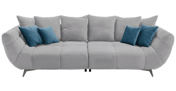 BIGSOFA Webstoff Hellgrau  - Edelstahlfarben/Hellgrau, LIFESTYLE, Textil/Metall (300/79/133cm) - Hom`in