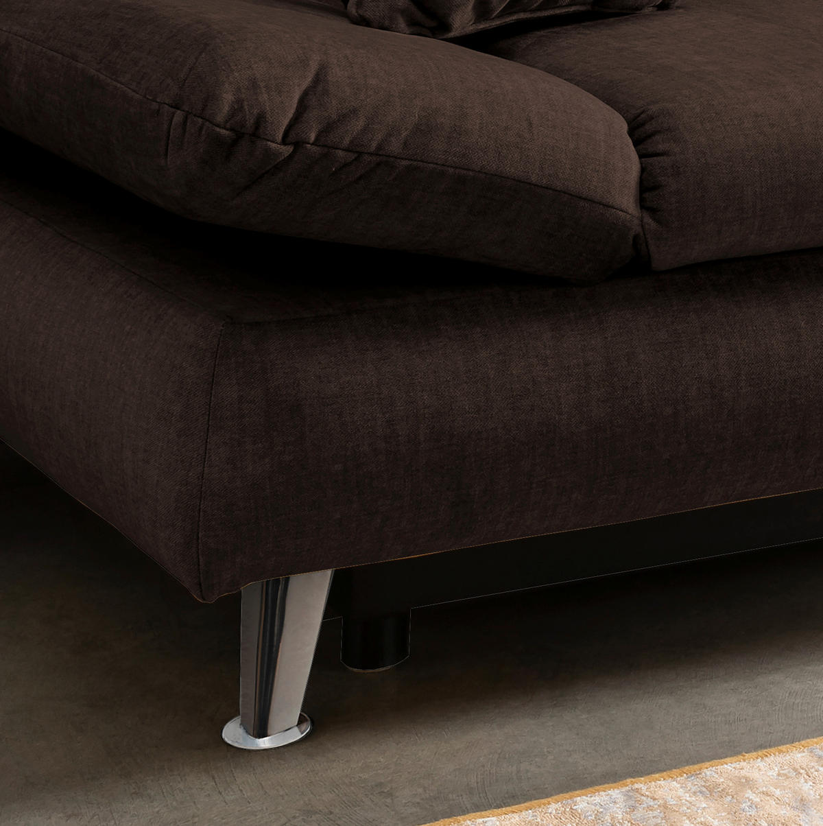 SCHLAFSOFA in Webstoff Dunkelbraun  - Chromfarben/Dunkelbraun, Modern, Textil/Metall (208/86/95cm) - Livetastic