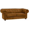 CHESTERFIELD-SOFA Webstoff Currygelb  - Wengefarben/Currygelb, LIFESTYLE, Holz/Textil (206/76,5/96cm) - Landscape