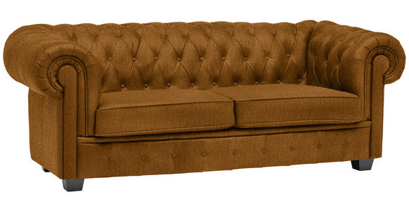 CHESTERFIELD-SOFA Webstoff Currygelb  - Wengefarben/Currygelb, LIFESTYLE, Holz/Textil (206/76,5/96cm) - Landscape