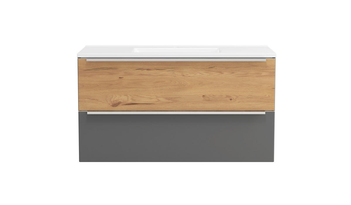 WASCHTISCHKOMBI  - Wildeiche/Edelstahlfarben, Trend, Holzwerkstoff/Stein (100/54/47cm) - Held