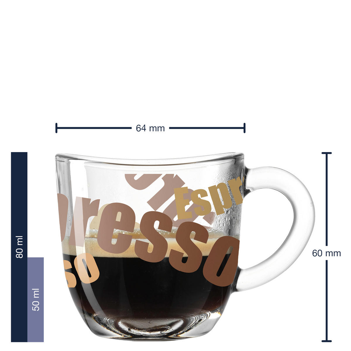 ESPRESSOGLÄSERSET Napoli 6-teilig  - Transparent/Braun, KONVENTIONELL, Glas (80ml) - Leonardo